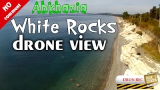 White rocks beach in Abkhazia. Drone view