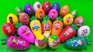 Finding Rainbow Pinkfong Eggs SLIME, Cocomelon Carrot with CLAY! Satisfying ASMR Videos