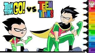 Teen Titans Go vs Teen Titans Coloring Pages Robin Rainbow Splash