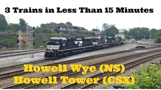 3 Trains in 11 Minutes at Howell Wye in Atlanta, GA - April 25, 2015