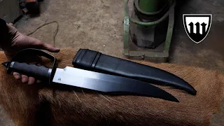 Forging a D guard bowie knife, the complete movie.