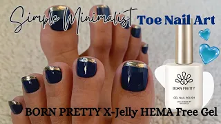 💙BORN PRETTY X-Jelly HEMA Free Gel Milky Jelly #11 | SIMPLE & EASY MINIMALIST Toe Nail Art✨ #nails