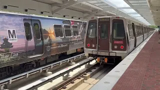 DC Metro (WMATA): Mini Metrorail Blue/Yellow Line actions at the NEW Potomac Yard Station