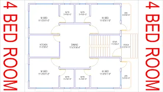 HOUSE PLAN DESIGN | EP 158 | 1100 SQUARE FEET 4 BEDROOMS HOUSE PLAN | LAYOUT PLAN