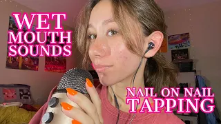 ASMR | wet mouth sounds and nail tapping (fast)