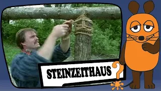 Steinzeithaus - Holzsuche, Bauplatz, Tragegerüst