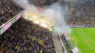 Werder Bremen fans in Dortmund amazing pyro show (Dortmund vs Werder 1-0 goal Julian Brandt)