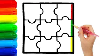 How to draw puzzle for kids step by step | 子供向けのパズルを段階的に描く方法 | 아이들을위한 퍼즐을 단계별로 그리는 방법
