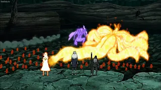 Minato transfers all his power to Naruto to finish off the obito