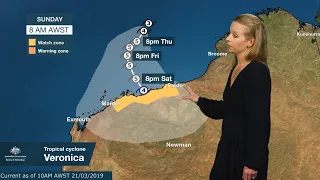 Severe Weather Update: Severe tropical cyclone Veronica continues to intensify, 21 March 2019