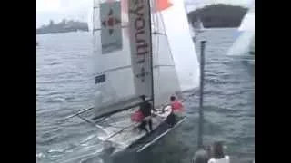 18' Skiff Sailing Out of Double Bay, Sydney Harbour, Australia