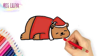 Як намалювати СПЛЯЧОГО НОВОРІЧНОГО ВЕДМЕДЯ. How to draw a sleeping New Year's bear