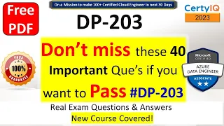 Microsoft DP-203 | Data Engineering on Microsoft Azure | Actual Exam Que & Ans | 100% Pass |Free PDF