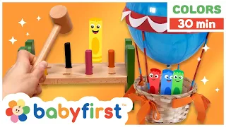 Toddler Learning Video | COLOR CREW MAGIC - Pounding Pegs & Hot Air Balloon + | Games | BabyFirst TV