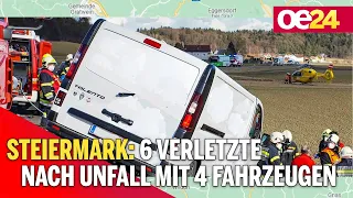 Steiermark: 6 Verletzte nach Unfall mit 4 Fahrzeugen