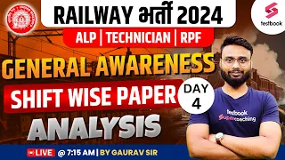 RRB ALP 2024 | GK | RRB ALP GK Shift Wise Paper Anaylsis | Day -4 | RRB ALP GK By Gaurav Sir