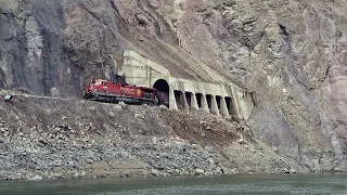 Thompson Canyon Train Meets, Mountain Railroad Tunnels, Burnt Forests Around Lytton, and Trains!