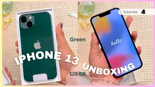 IPHONE 13 🌷☁️ AESTHETIC UNBOXING & ASMR | GREEN 🌲| AMAZON ACCESSORIES | INDIA | 4K