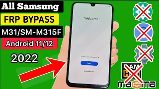 Samsung M31 U2 U3 U4 Bypass Google Account (SM-M315F) Frp Unlock Android 11/12 |Something Went Wrong