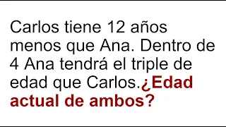 PROBLEMA DE EDADES. Hallar la edad de dos personas. Matemáticas Básicas