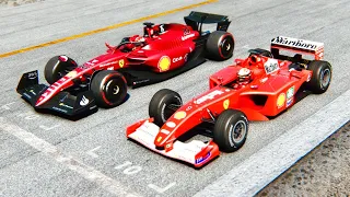 Ferrari F1 2022 F1-75 vs Ferrari F1 2001 at Silverstone