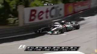 Rubens Barrichello overtake on Michael Schumacher Monaco GP 2011