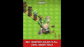 Max Mountain Golem Vs All level hidden tesla | coc traps #coc