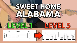 Learn the Sweet Home Alabama Riff in 5 Levels - Guitar Tab - Easy to Hard