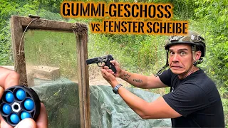 GUMMI-GESCHOSS vs. FENSTERSCHEIBE - Reicht die Durchschlagskraft? | Survival Mattin