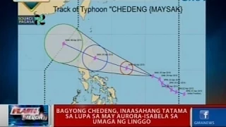 FR: Bagyong Chedeng, inaasahang tatama sa lupa sa may Aurora-Isablea sa umaga ng Linggo