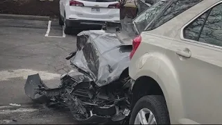 Car owners left with mess after uninsured driver crashes into parking lot