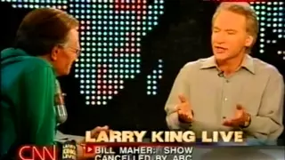 Bill Maher on Larry King Live after "Politically Incorrect" is cancelled by ABC (2002)