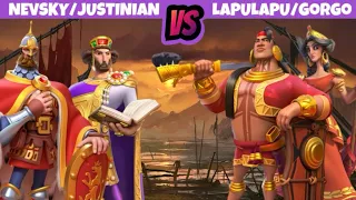 Nevsky/Justinian (Rally) vs. Lapulapu/Gorgo (Garrison) | Rise of Kingdoms Test