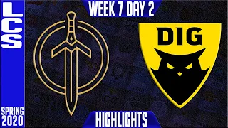 GG vs DIG Highlights | LCS Spring 2020 W7D2 | Golden Guardians vs Dignitas