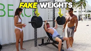 FAKE WEIGHTS PRANK at MUSCLE BEACH!