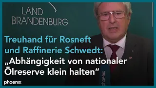 Jörg Steinbach (SPD, Energieminister Brandenburg) zur Treuhandverwaltung der Rosneft-Raffinerien