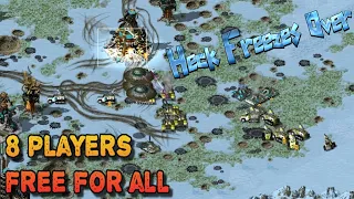 8 Players Free For All in Heck Freezes Over map Red Alert 2 Yuri's Revenge Online Multiplayer