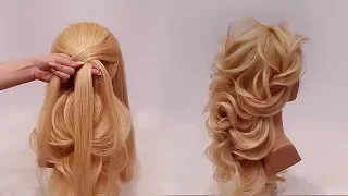 Wedding hairstyle on medium hair.Beautiful hairstyles step by step.Braid