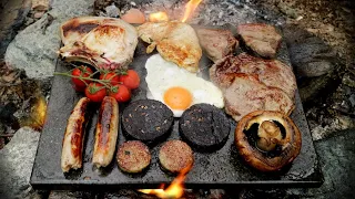 Biggest Bushcraft Mixed Grill Cooked on a Rock
