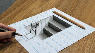 3d drawing stairs : 3d drawing stairs on paper for beginners