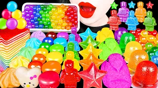 ASMR RAINBOW DESSERTS KOHAKUTO POPPING BOBA 무지개 디저트 코하쿠토 팝핑보바 주사위 캔디 신기한 물 먹방 EATING SOUNDS MUKBANG