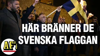 Turkiska protester efter koranbränning – svenska flaggan bränns