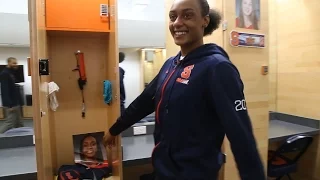 Syracuse University Women's Basketball: Brittney Sykes gives tour of locker room