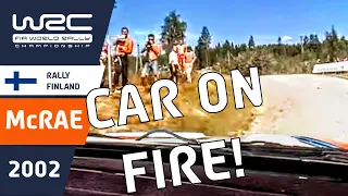 McRAE Onboard - CAR ON FIRE! - Rally Finland 2002 - Ford Focus RS WRC rally car
