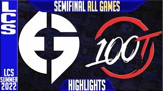 EG vs 100 Highlights ALL GAMES | LCS Playoffs Semi-final Summer 2022 | Evil Geniuses vs 100 Thieves