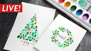 🔴  LIVE REPLAY! Holiday Card Series 2020 - Day 21 - DIY Easy Watercolor Card (Crayola Paints)