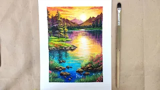 How to paint a beautiful scenery! No.16 | Acrylic on paper