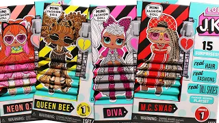 LOL Surprise JK Fashion Doll Neon QT, Queen Bee, Diva and MC Swag Unboxing Toy Review