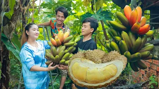 Color Banana Chips and Cake, Bamboo Shoot Soup, Durian Drinking - Cooking with Sros