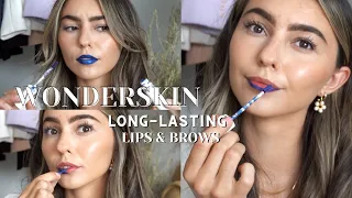 TESTING WONDERSKIN LONG-LASTING MAKEUP // WONDERBLADING BROW & LIP COLOR | LETS TRY VIRAL MAKEUP